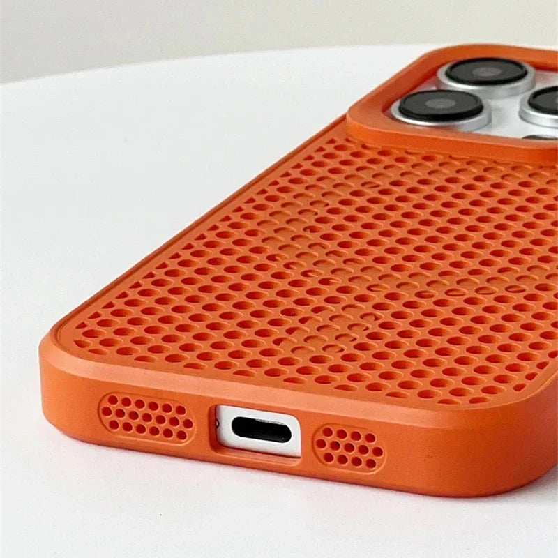 Cooling Heat Dissipation For Magsafe Magnetic Case For iPhone 17 16 14 15 13 12 11 Pro Max Mesh Breathable Grid Matte Hard Cover