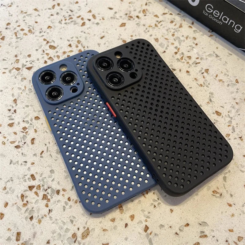 Breathable Cooling Phone Case For iPhone 17 Air 16 E 15 14 Plus 13 12 11 Pro Max Heat Dissipation Soft Silicone Shockproof Cover