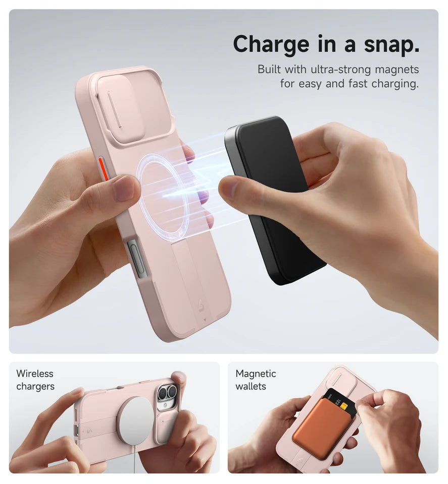 SURITCH for iPhone 16 Pro Max Case  with Stand Mobile Phone Case Camera Protection Slide Camera Shockproof Protective Case Cover