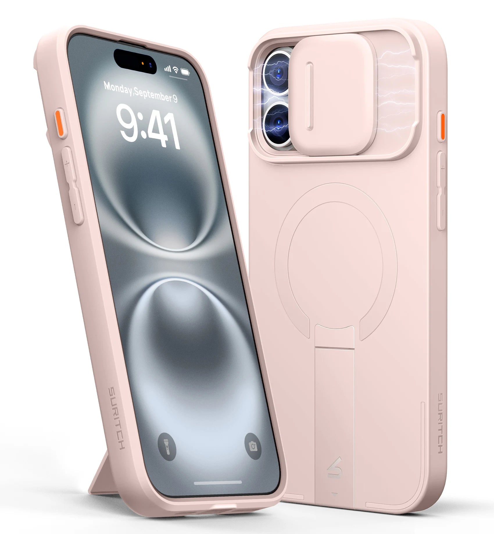 SURITCH for iPhone 16 Pro Max Case  with Stand Mobile Phone Case Camera Protection Slide Camera Shockproof Protective Case Cover
