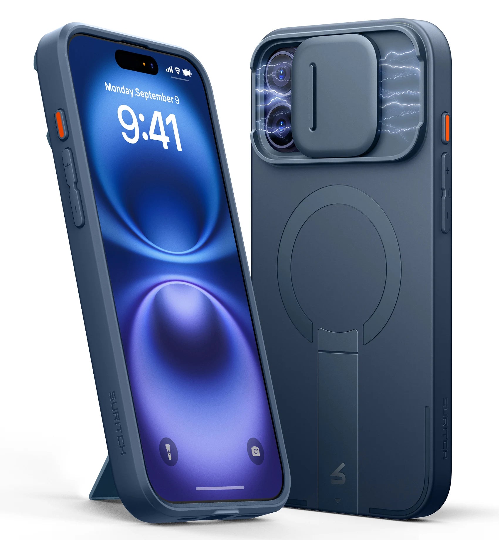 SURITCH for iPhone 16 Pro Max Case  with Stand Mobile Phone Case Camera Protection Slide Camera Shockproof Protective Case Cover
