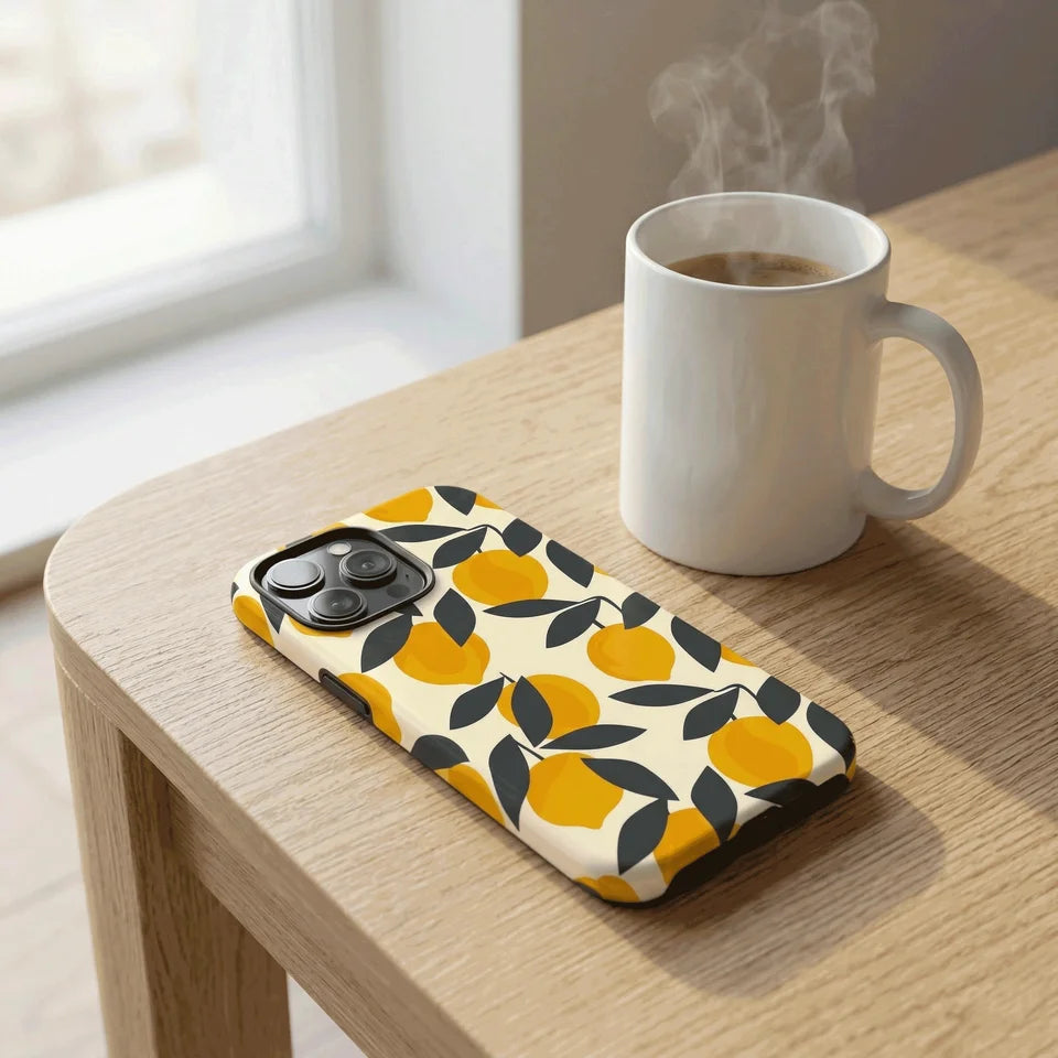 Lemon Branch Print Phone Case For iPhone 17 16 15 Pro Max 14 13 Plus 12 Magnetic Hard PC Wireless Charge Shockproof Fundas