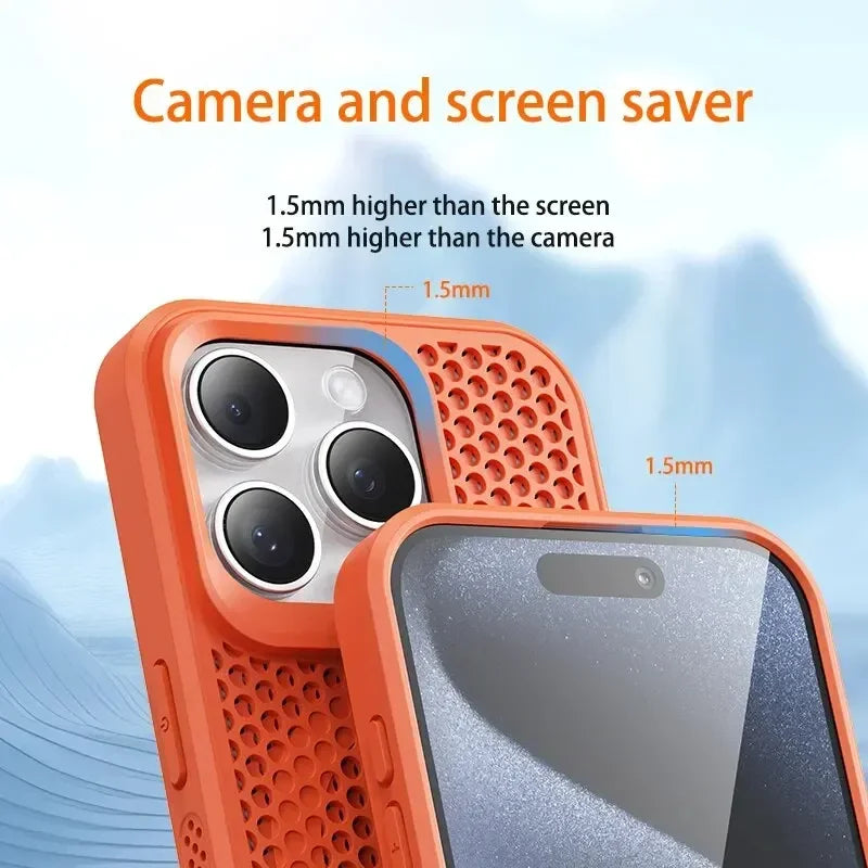 Cooling Heat Dissipation For Magsafe Magnetic Case For iPhone 17 16 14 15 13 12 11 Pro Max Mesh Breathable Grid Matte Hard Cover