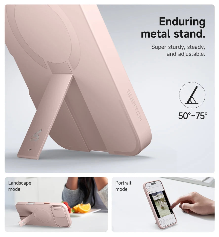 SURITCH for iPhone 16 Pro Max Case  with Stand Mobile Phone Case Camera Protection Slide Camera Shockproof Protective Case Cover
