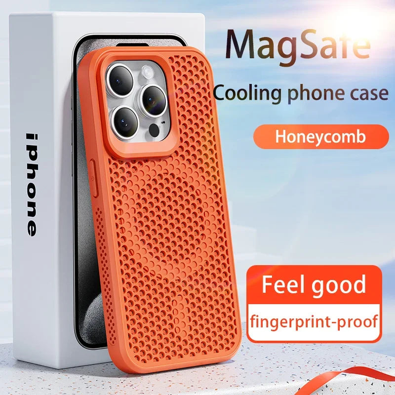Cooling Heat Dissipation For Magsafe Magnetic Case For iPhone 17 16 14 15 13 12 11 Pro Max Mesh Breathable Grid Matte Hard Cover