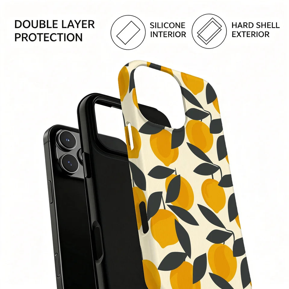 Lemon Branch Print Phone Case For iPhone 17 16 15 Pro Max 14 13 Plus 12 Magnetic Hard PC Wireless Charge Shockproof Fundas